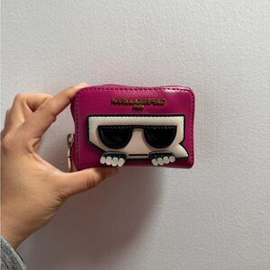 Karl Lagerfeld Fuchsia Card Holder with Black and White Detail